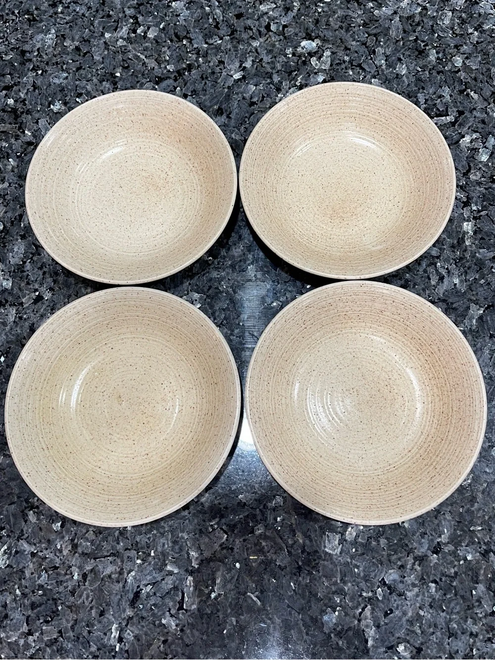 Set of 4 Homespun Churchill Stonecast Range Cream Speckled Bowls 7.25” England